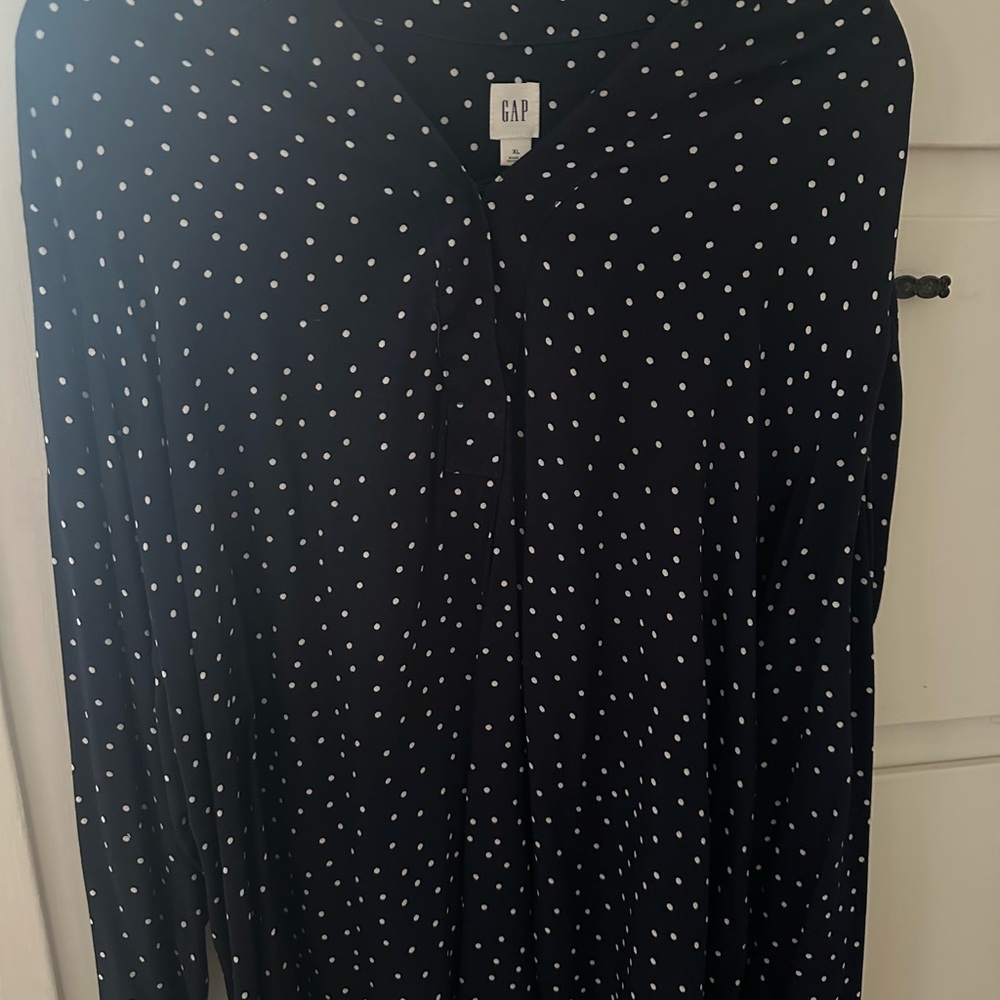 GAP Dark Blue Blouse with White Dots